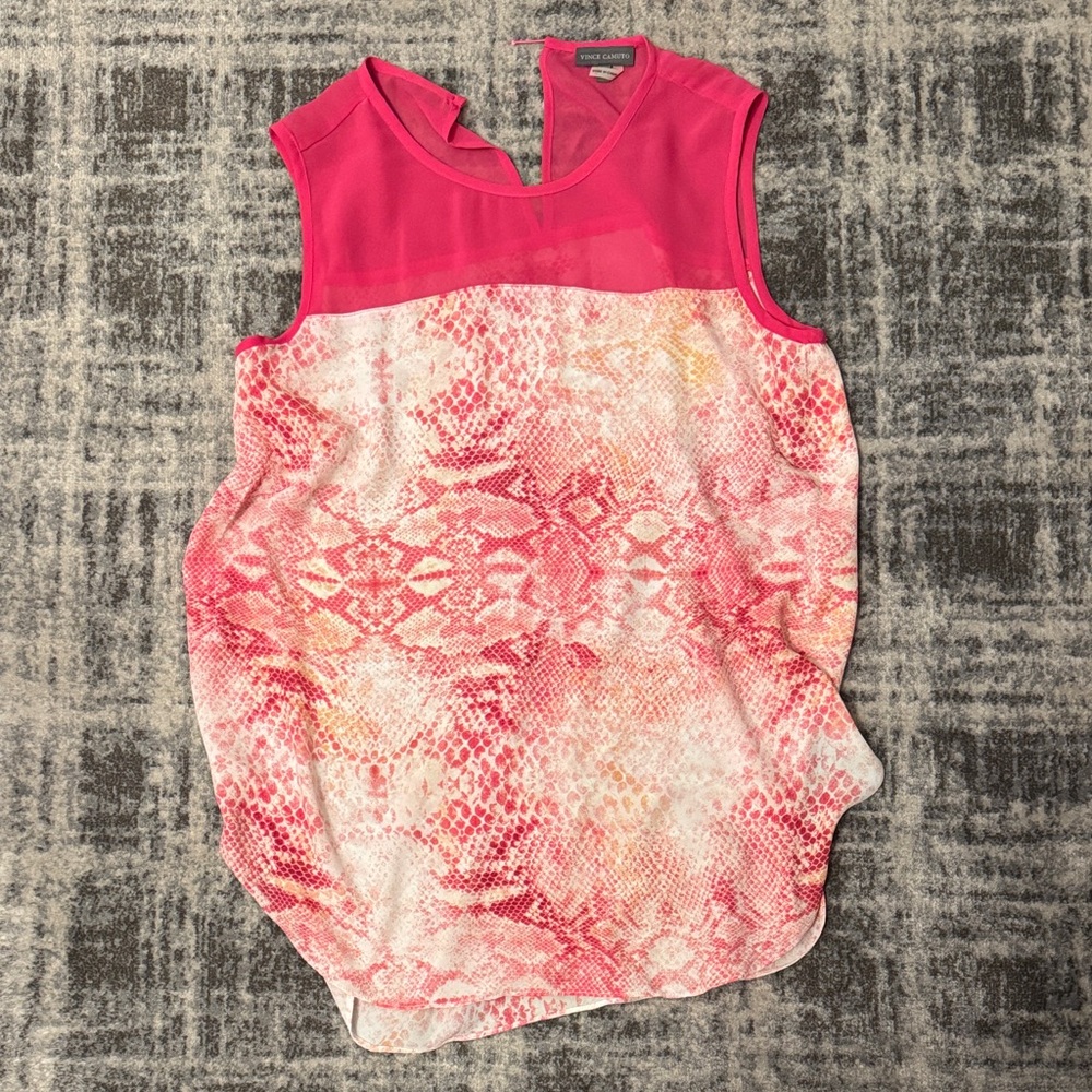 Vince Camuto Fuchsia and White Snake Print Blouse